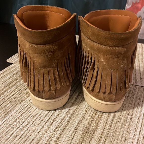 Yves Saint Laurent Shoes Tan Suede Fringed High Top Sneakers Size: 42 - Picture 4 of 7